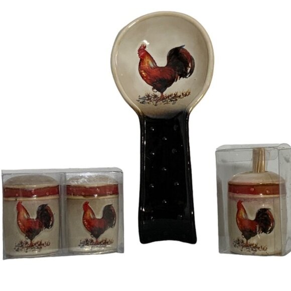Rooster Kitchen Ceramic Artisan Accessories Functional Art Rustic Farmhouse Set - Picture 11 of 14